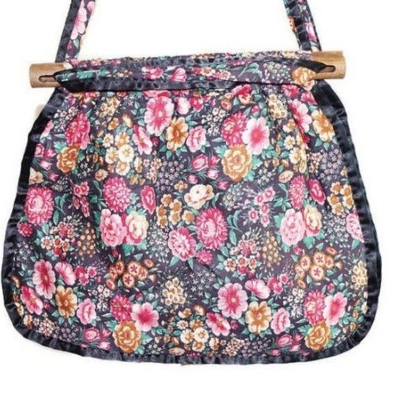 Vintage Tote Shoulder Bag Purse Floral Boho Hippie - Picture 3 of 5